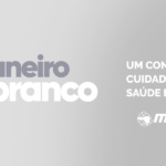 Janeiro Branco representado por laço branco e a frase “Um convite ao cuidado com a saúde mental”, campanha da Mapa Imobiliária sobre conscientização em saúde mental.